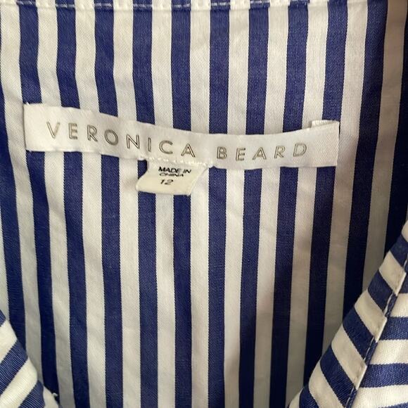 Veronica Beard Bell Bottom Ruched Striped Shirtdress - Picture 7 of 15
